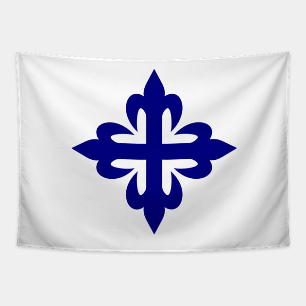 Flowered cross (navy blue) Tapestry by PabloDeChenez