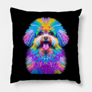 Adorable Bolognese Dog Colorful Artwork Pillow