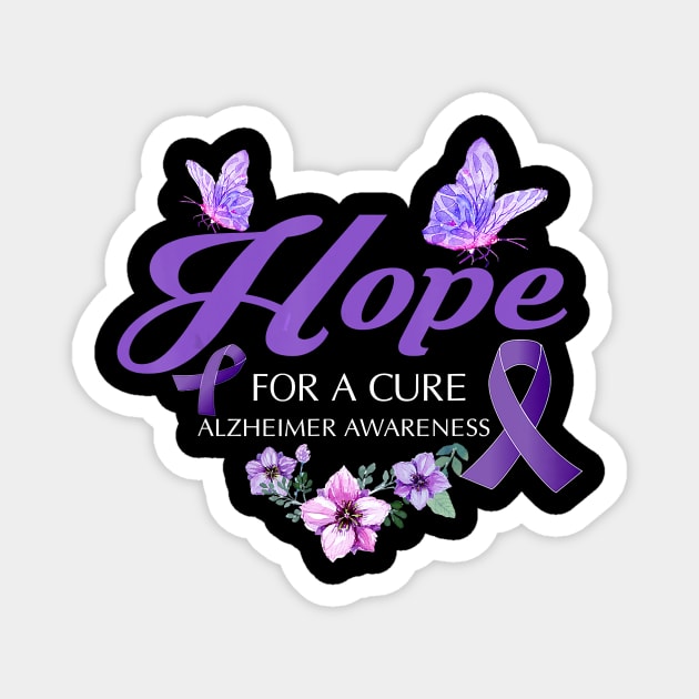 Hope For A Cure Alzheimer Awareness Flower Gift Magnet by thuylinh8