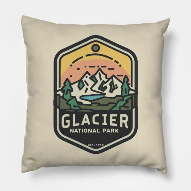 Glacier National Park Travel Sticker Pillow by GreenMary Design