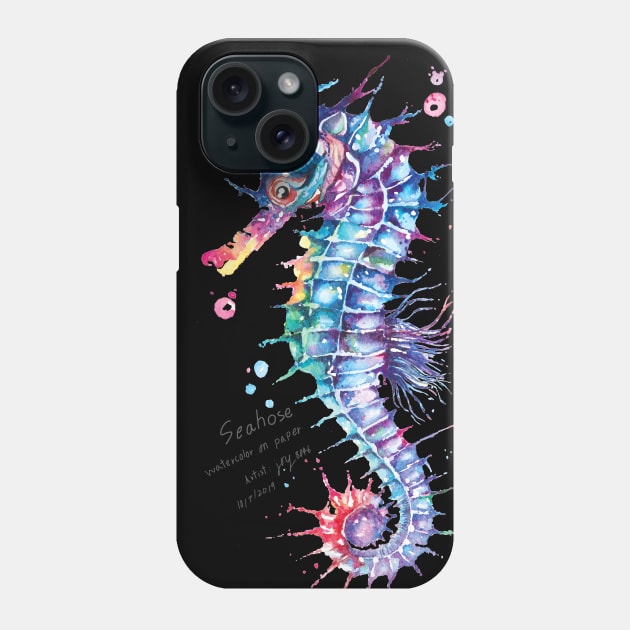 Seahorse painted with fantasy style watercolor 1 Phone Case by Joy8046