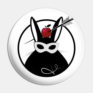 Bunny with apple and arrow patch Pin