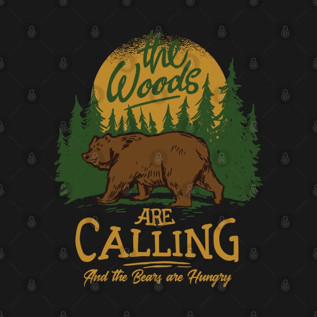 Funny Bear in the Woods Cautionary Tail by Graphic Duster