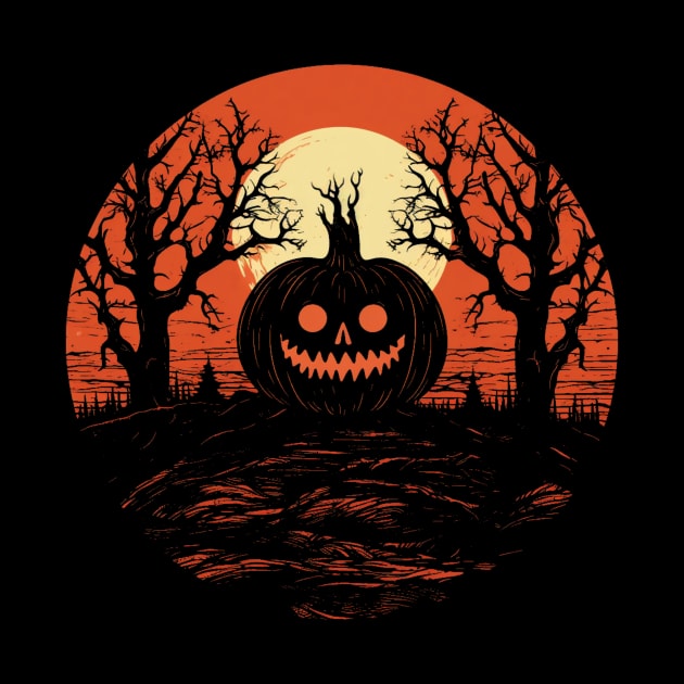 Spooky Halloween - Haunted Forest - Eerie Art - "Cursed Pumpkin Patch"" by The Dream Team