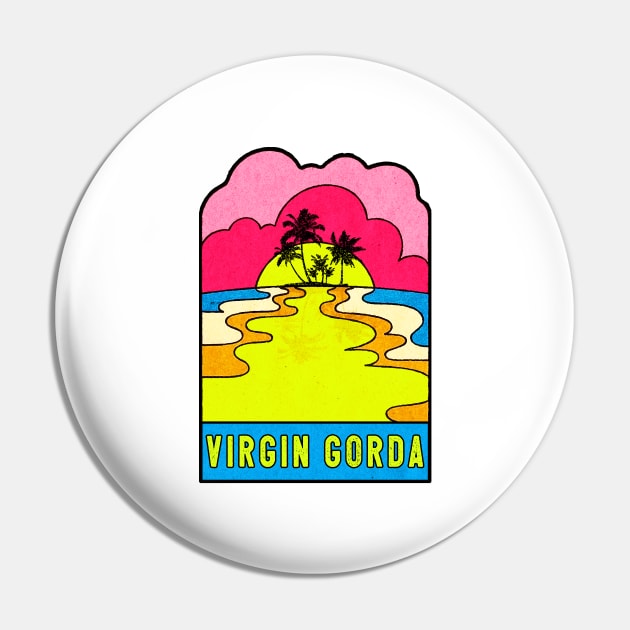 Virgin Gorda Groovy Sunset 70's Hippie Hippy Vintage British Virgin Islands Pin by DD2019