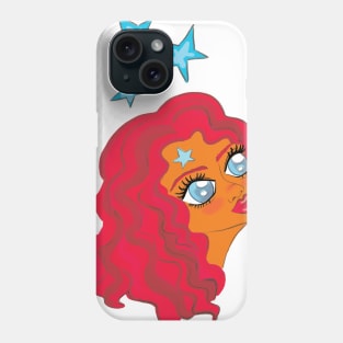 girl with red hair and stars dreaming Phone Case