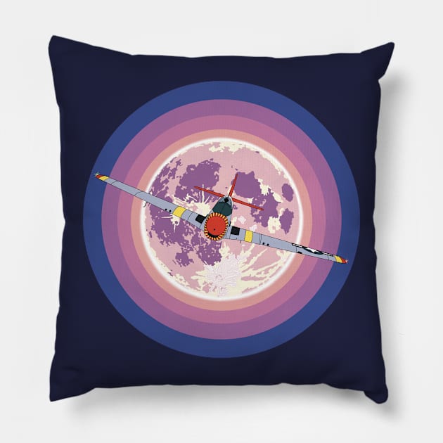 P-51 Mustang Purple Sky Pillow by Kassi Skye