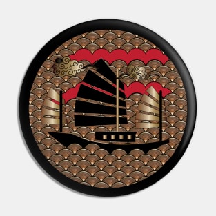 Japanese Waves Crest Copper Design Pin