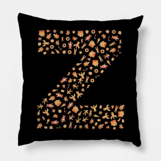 Letter Z Initial Christmas Decorations Gingerbread Pillow