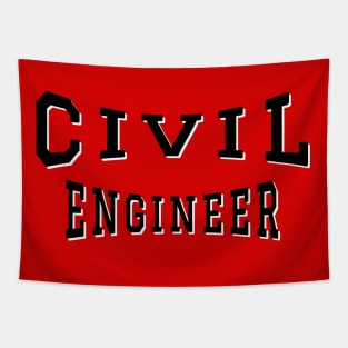 Civil Engineer in Black Color Text Tapestry