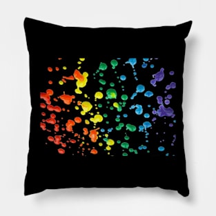 Rainbow Splatter Black Pillow