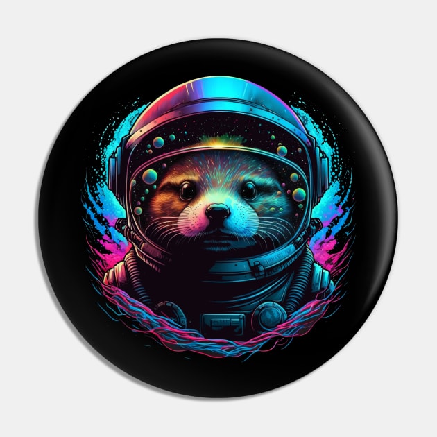 Retrowave Otter Space Pin by MitchLudwig