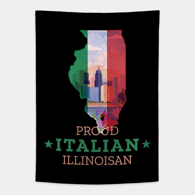 Proud Italian Illinoisan - Illinois State Pride Tapestry by Family Heritage Gifts