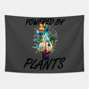 Light up your wardrobe with our 'Powered by Plants' tee! Featuring a vibrant illustration of plants and a powerful message for the vegan community Tapestry