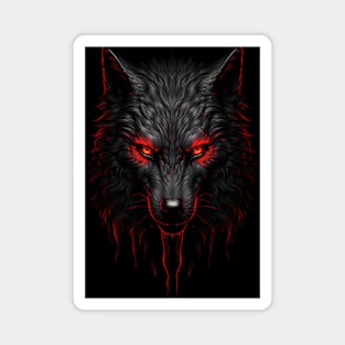 Wolf In Red and Black: Majestic Animals In Striking Colors Magnet