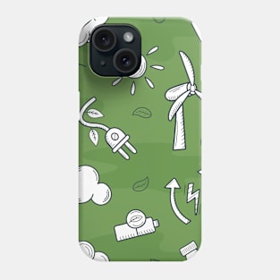 ecology in doodle style vector free seamless pattern Phone Case