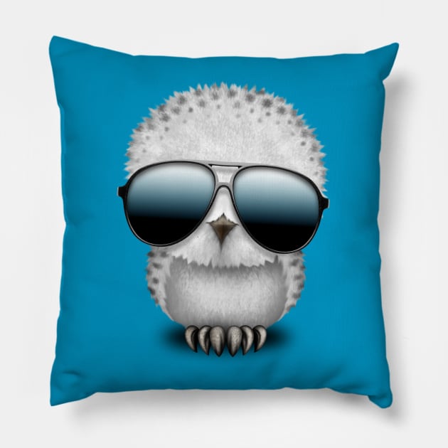 Cute Baby Owl Wearing Sunglasses Pillow by jeffbartels