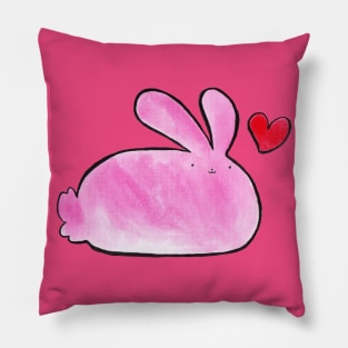 Watercolor Pink Love Bunny Pillow