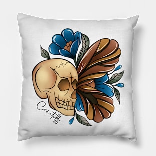 Blue Skull Butterfy Pillow