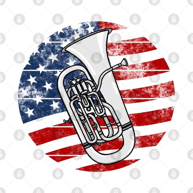 Euphonium USA Flag Euphoniumist Brass Musician 4th July by doodlerob