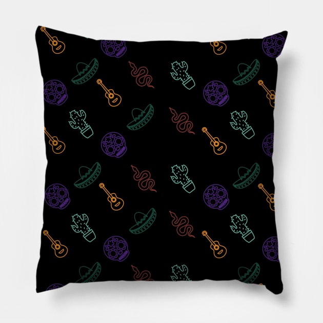 Mexican Pattern CMYK Pillow by JDP Designs