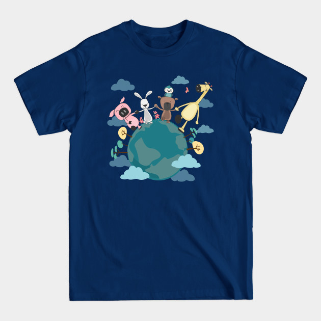 Disover group animals holding hands on earth - Group Animals Holding Hands On Earth - T-Shirt