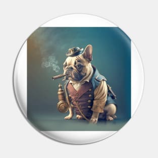 French Bulldog Steampunk Smoking Pipe Pin