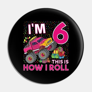 6th Birthday Monster Truck Party Gift 6 Year Old Girl Pin