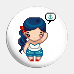 Waving Hello Sailor Pixel Girl Pin