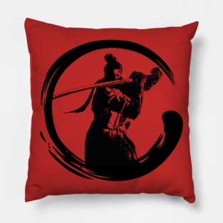 Sekiro Shadows Die Twice Enso Silhouette Black Pillow