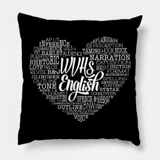 WVHS English Love Heart White Text Pillow