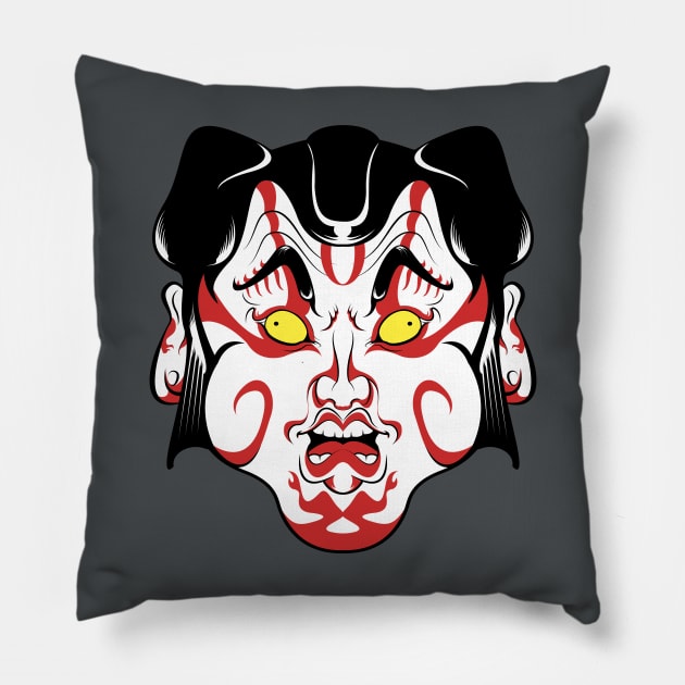 Kabuki Mask Pillow by NetJan