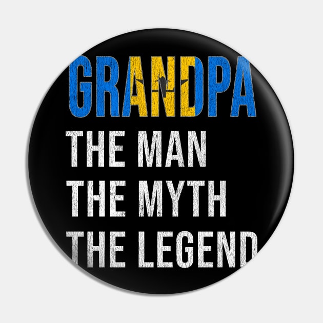 Grand Father Barbadian Grandpa The Man The Myth The Legend - Gift for Barbadian Dad With Roots From  Barbados Pin by Country Flags