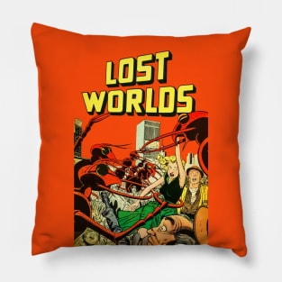 Invasion Giant Ants City Lost Worlds Girl Yellow Retro Comic Vintage Cartoon Pillow