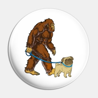 Funny Bigfoot Sasquatch Walking Pug Pin