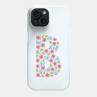 Floral Monogram Letter B - pink and blue Phone Case