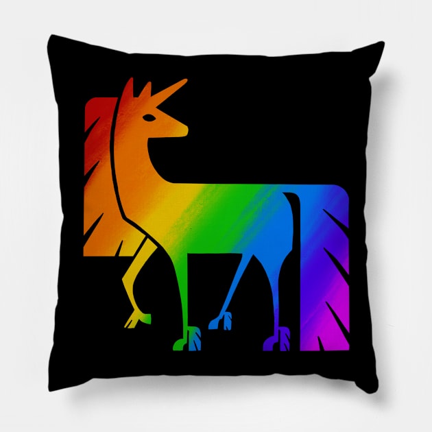 Proud Rainbow Unicorn Pillow by tigerbright