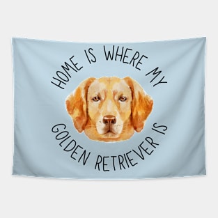 Home is Where My Golden Retriever Is Dog Breed Lover Watercolor Tapestry