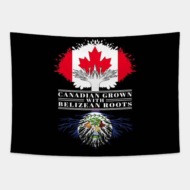 Canadian Grown With Belizean Roots canada Belize Flag Tree Tapestry by BramCrye