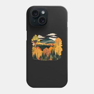 New England Autumn Leaves Landscape Illustration Phone Case