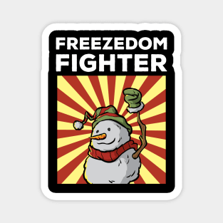 Vintage Snowman Freezedom Fighter Pun Resist Revolution Magnet