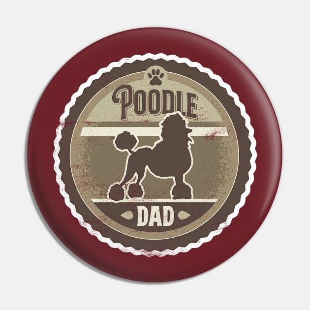 Poodle Dad - Distressed Poodle Silhouette Design Pin by DoggyStyles