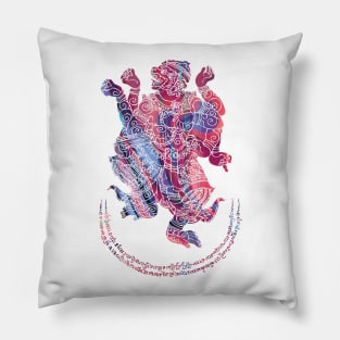 Hanuman Spiritual Sak Yant Colorful Abstract Design Pillow