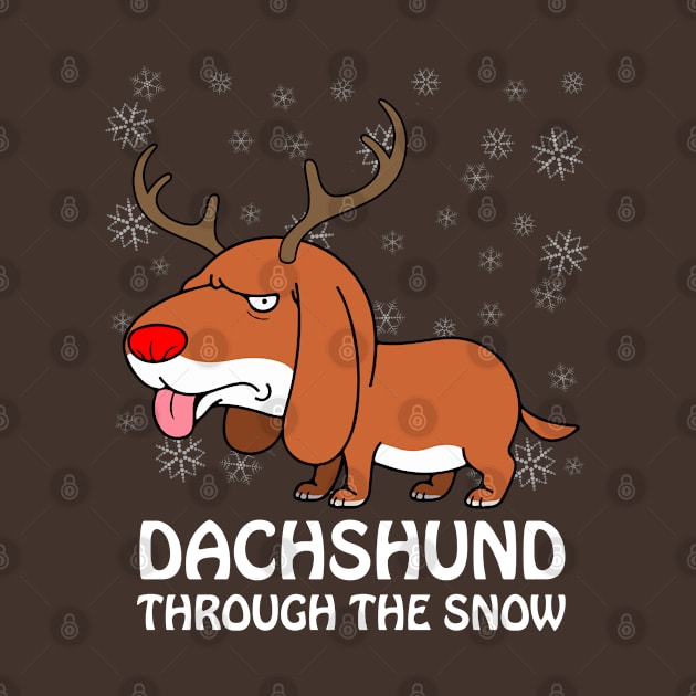 Funny Dachshund Dashing Through Snow Christmas Pun by interDesign