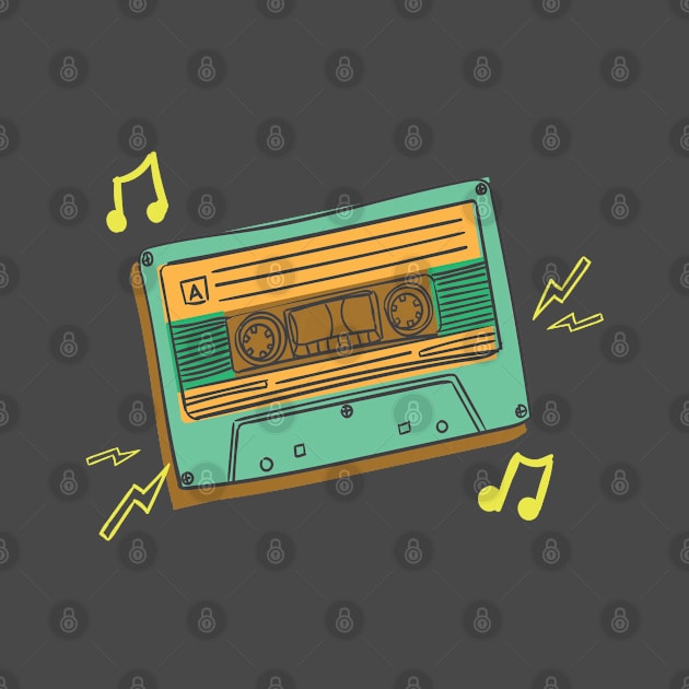 Retro Cassette Tape Blue by Luve