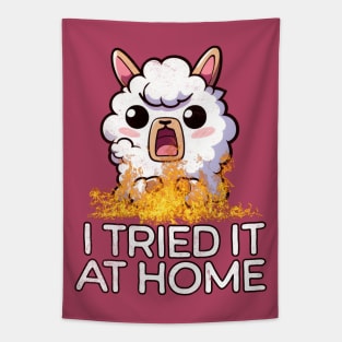 I Tried It At Home Llama Funny Tapestry