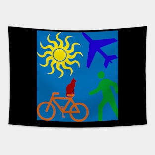 Human Cycle Blue Tapestry