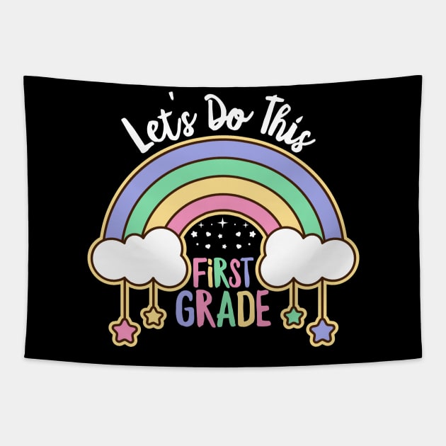 First Grade Rainbow Girls Boys Teacher Team 1st Grade Squad Back To School Tapestry by UniqueTeeDesigns