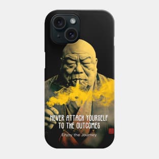 Puff Sumo: Never Attach Yourself to the Outcomes  on a  dark (Knocked Out) background Phone Case