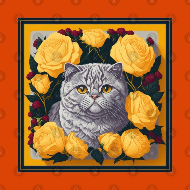 Persian cat. Style vector (yellow version Persian cat) by xlhombat